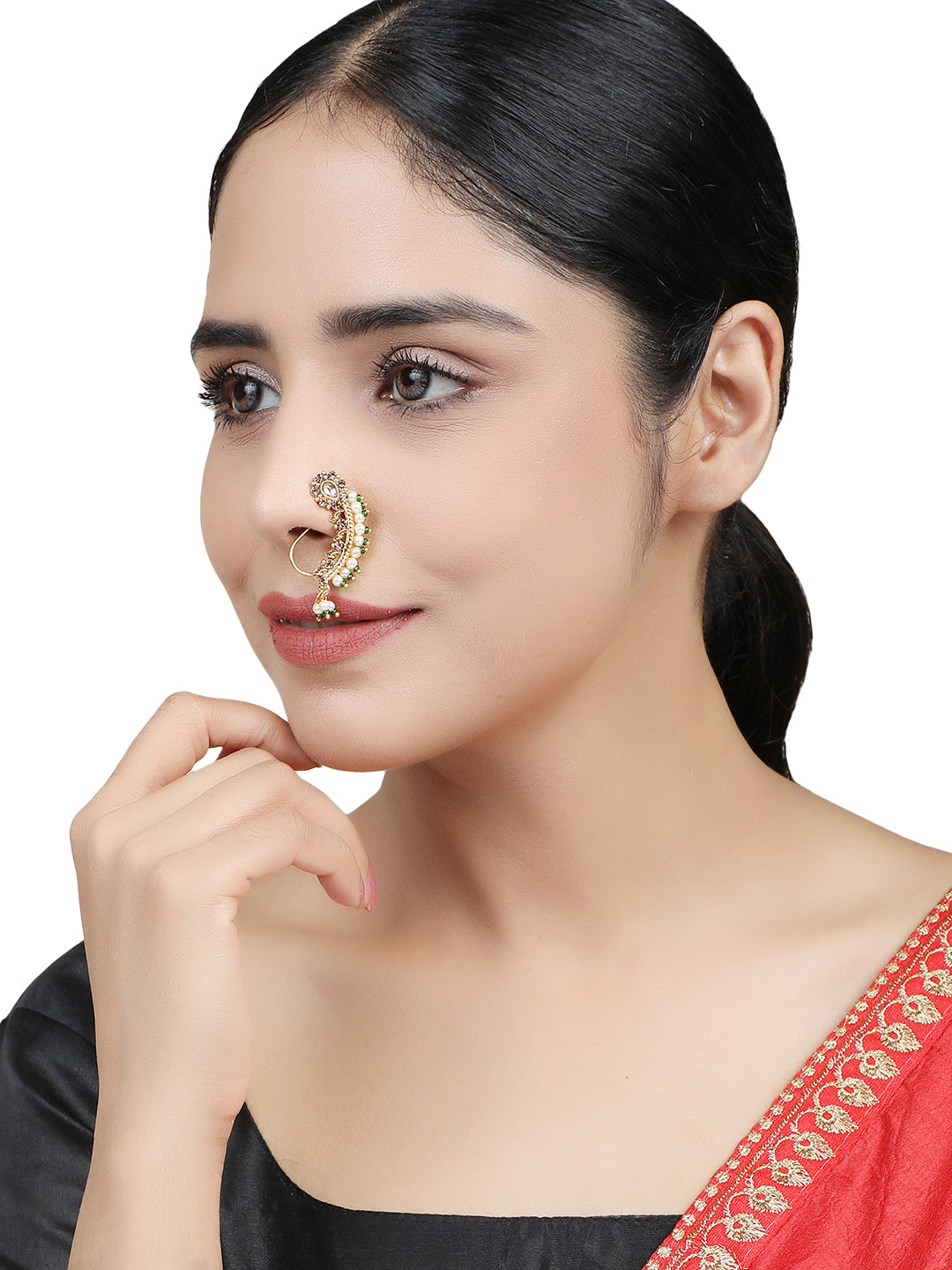 Marathi Nath Without Piercing Gold Plated By Anikas Creation