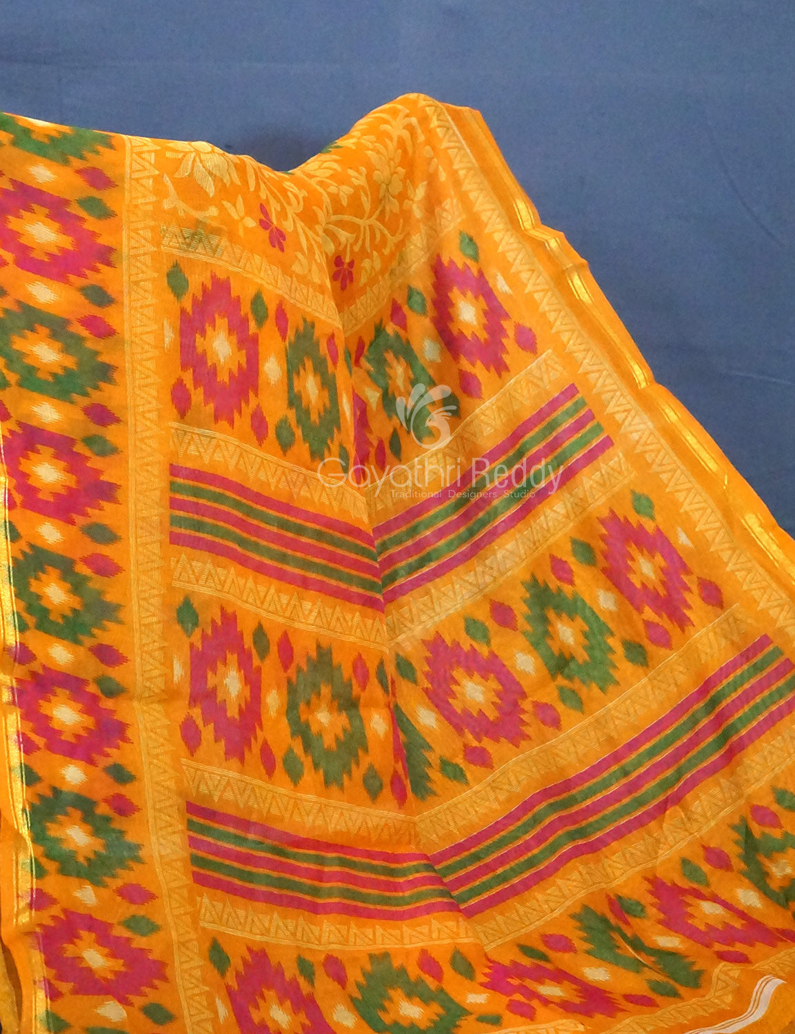 Women's Orange Semi Chanderi Saree - Gayathri Sarees