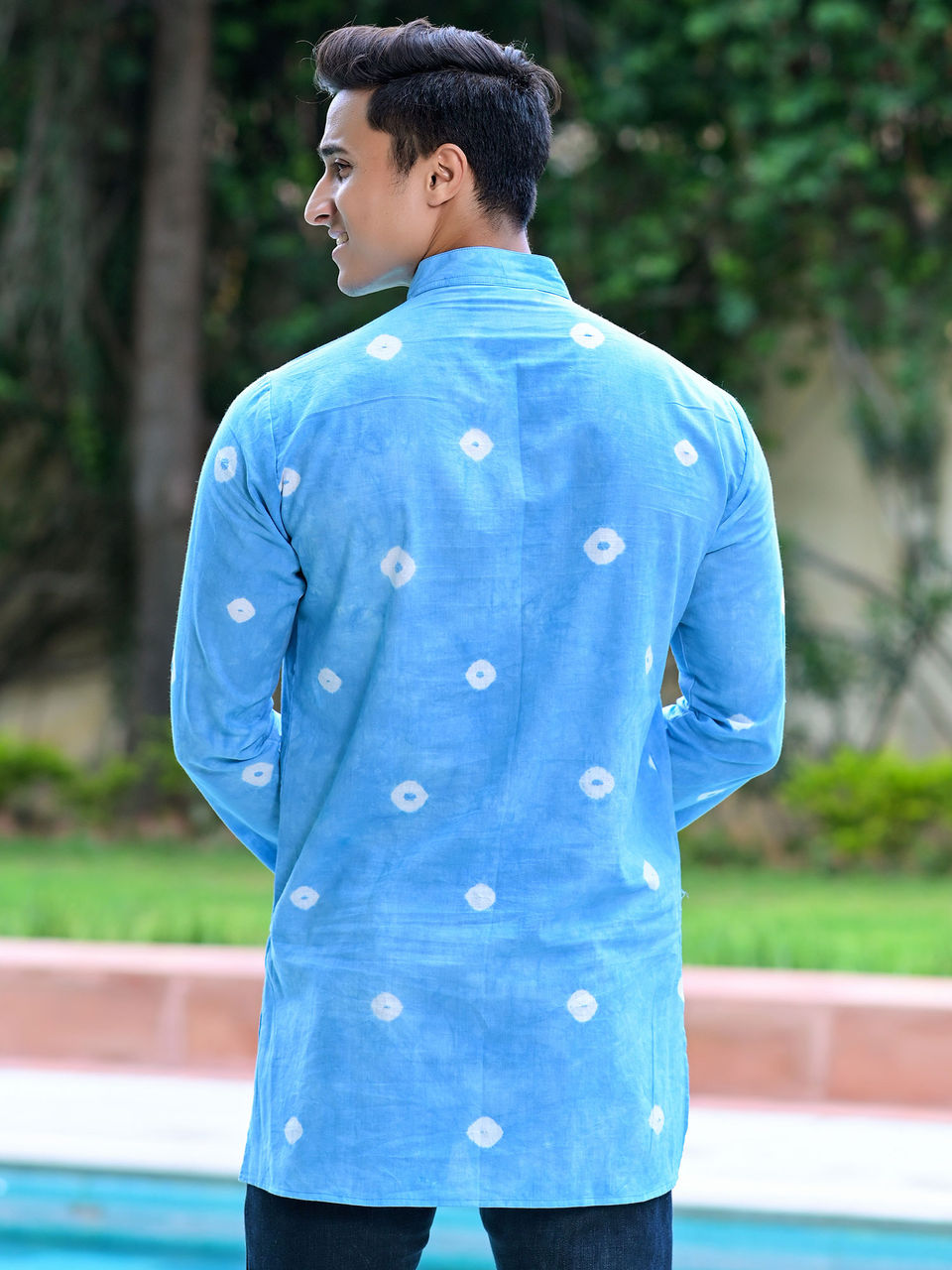 Men's Handdyed Bandhani Embroidered Kurta - Hatheli
