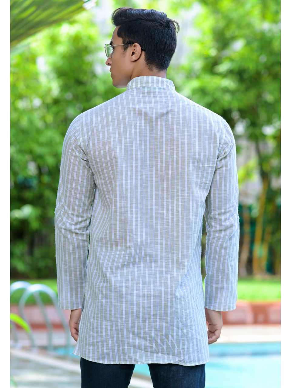 Men's Cotton Stripes Embroidered Kurta - Hatheli