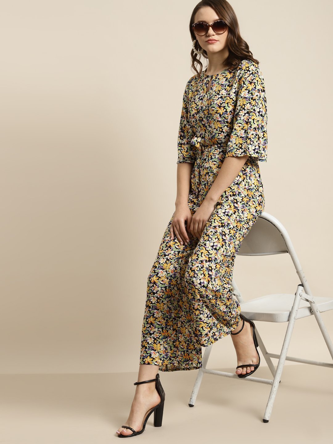 Women's Multi Rayon Floral Print Jumpsuit - Juniper
