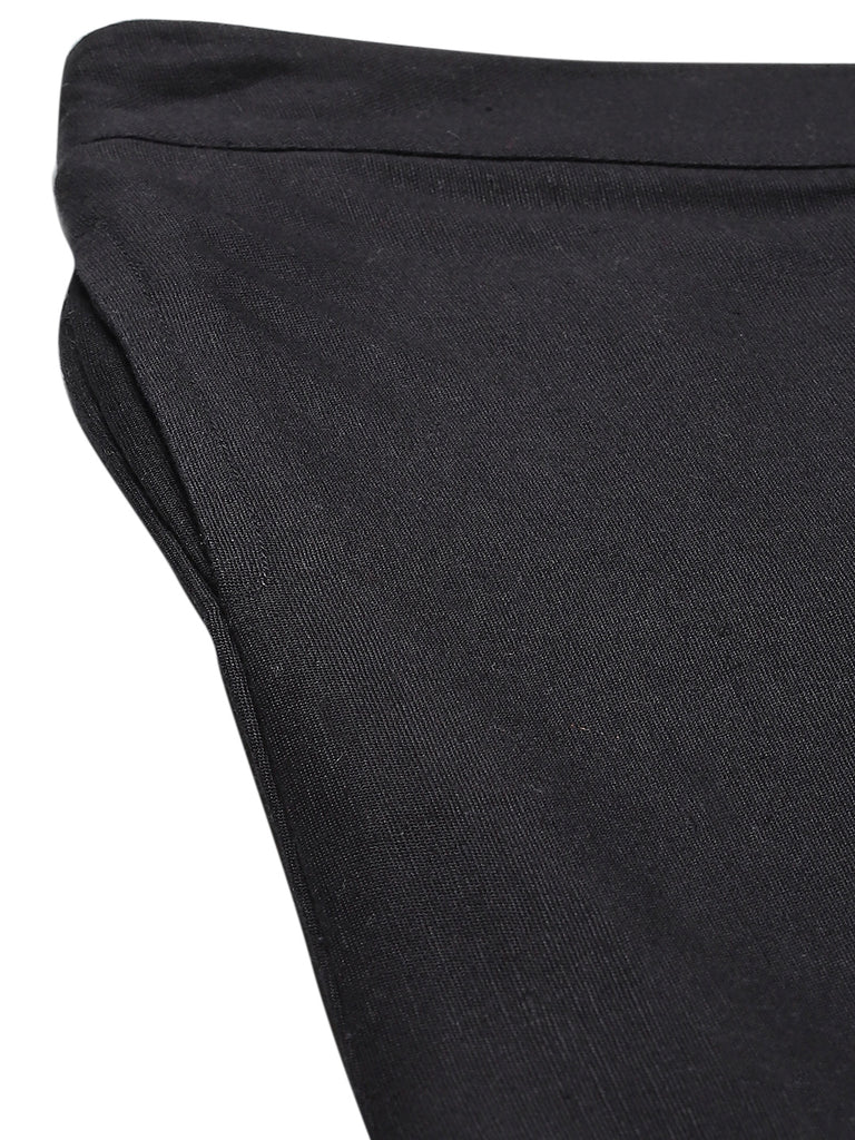 Women's  Black Cotton Flex Solid Stylized Dhoti Pant