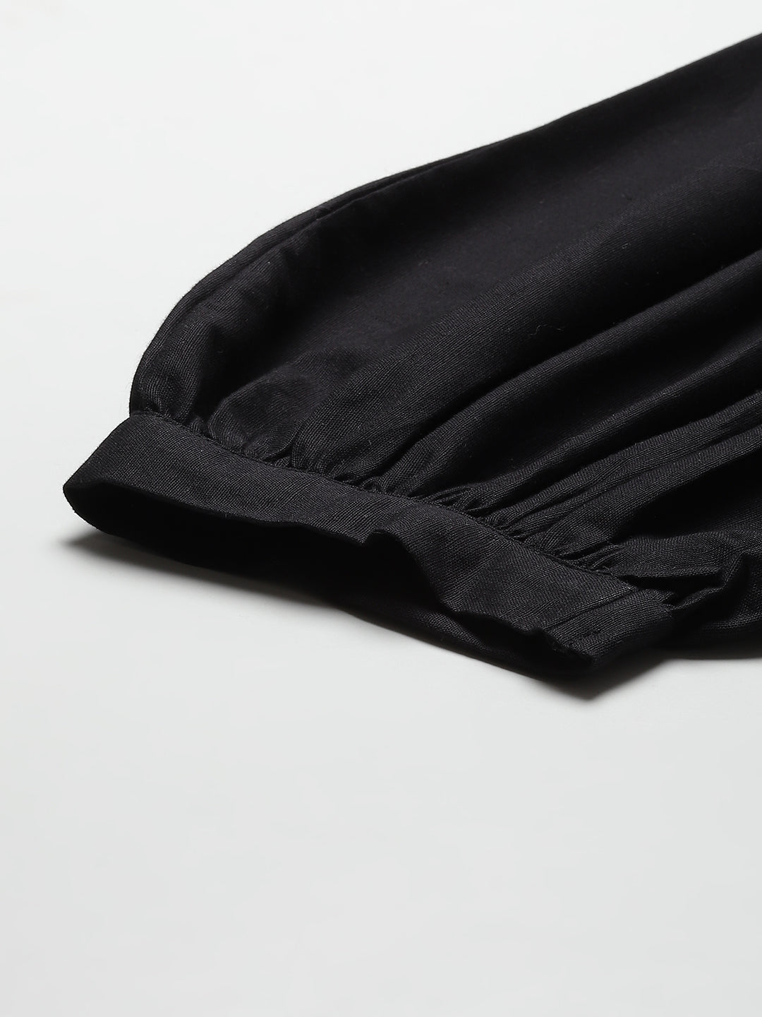 Women's  Black Cotton Flex Solid Stylized Dhoti Pant - Juniper