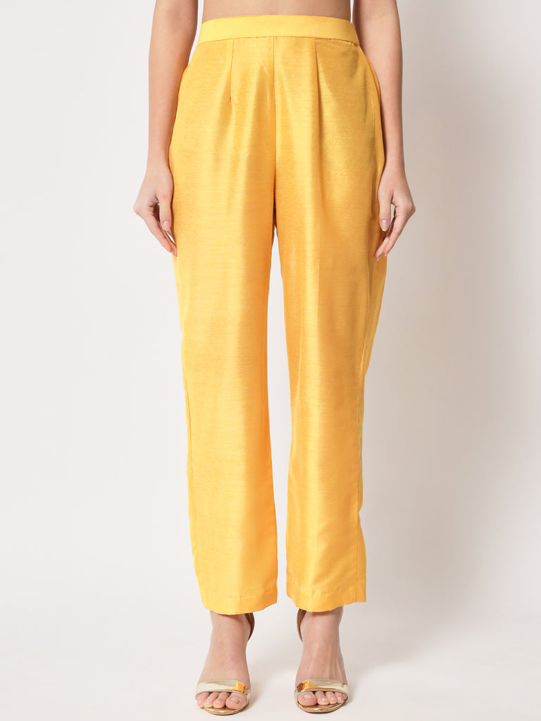 Women's Mustard Smiles Straight Kurti With Pants And Dupatta