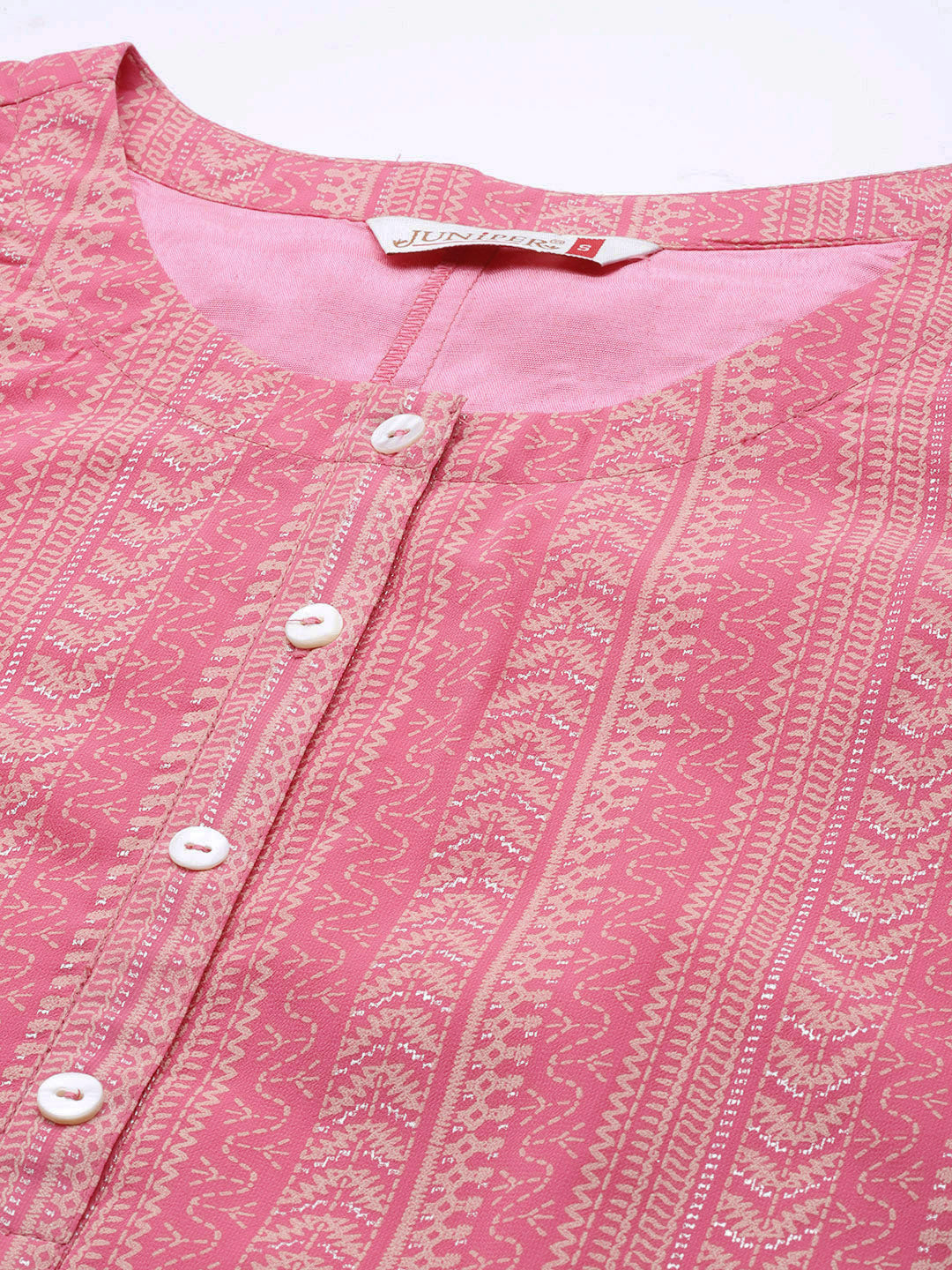 Women's  Pink Georgette Printed High-Low Tunic - Juniper