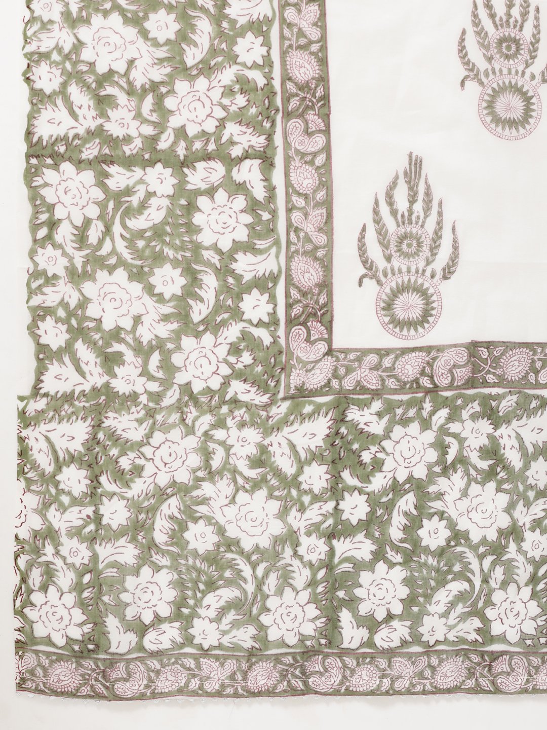 Women's Printed Green Cotton Kurta and Palazzo set by Kipek- (3pcs set)