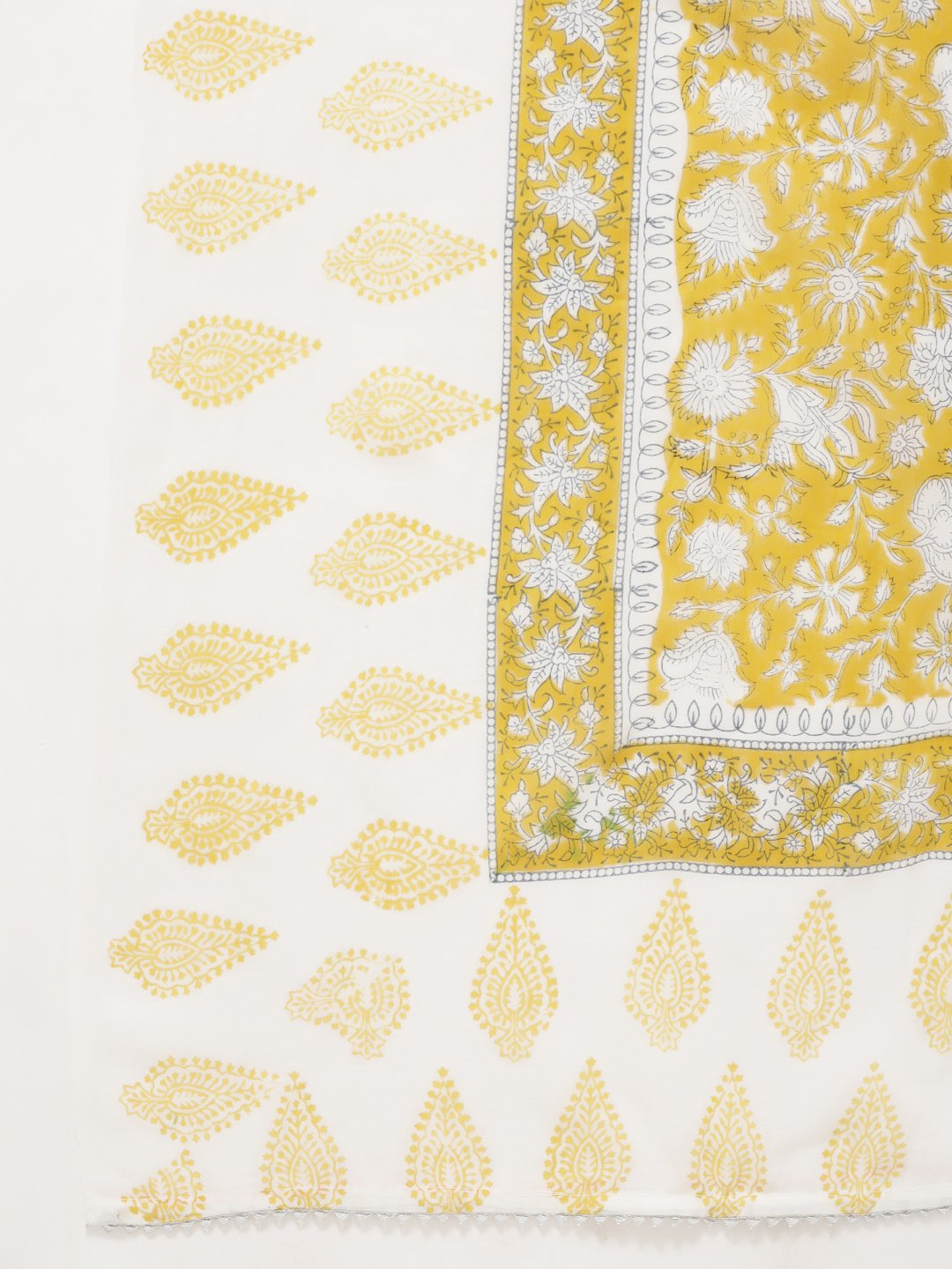 Women's Yellow Cotton Kurta WIth Palazzo & Dupatta by Kipek (3pcs Set)