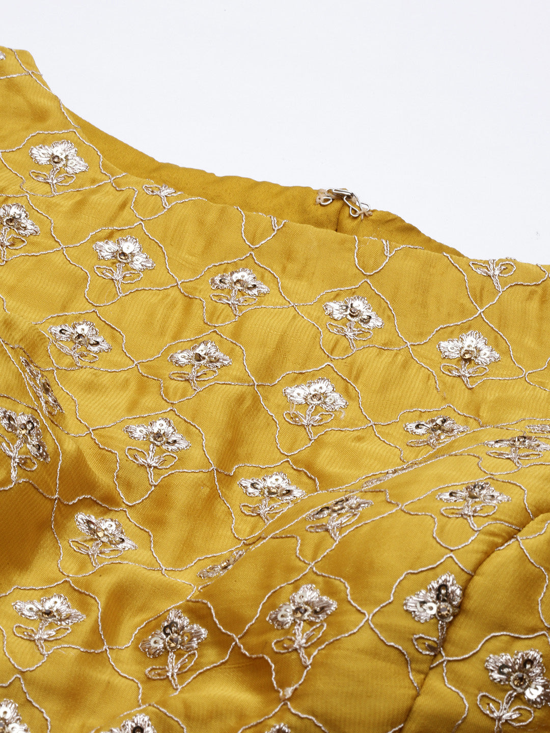 Women's Mustard Sequince Work Silk Blouse - Royal Dwells
