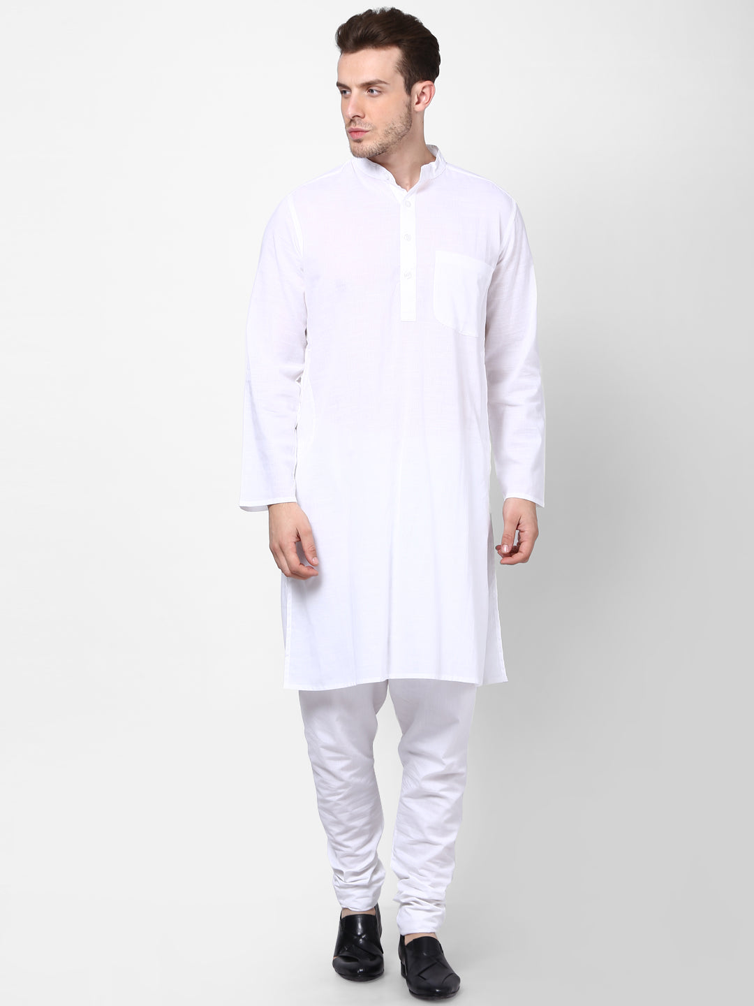 Men's White Pure Cotton Kurta - Even Apparels
