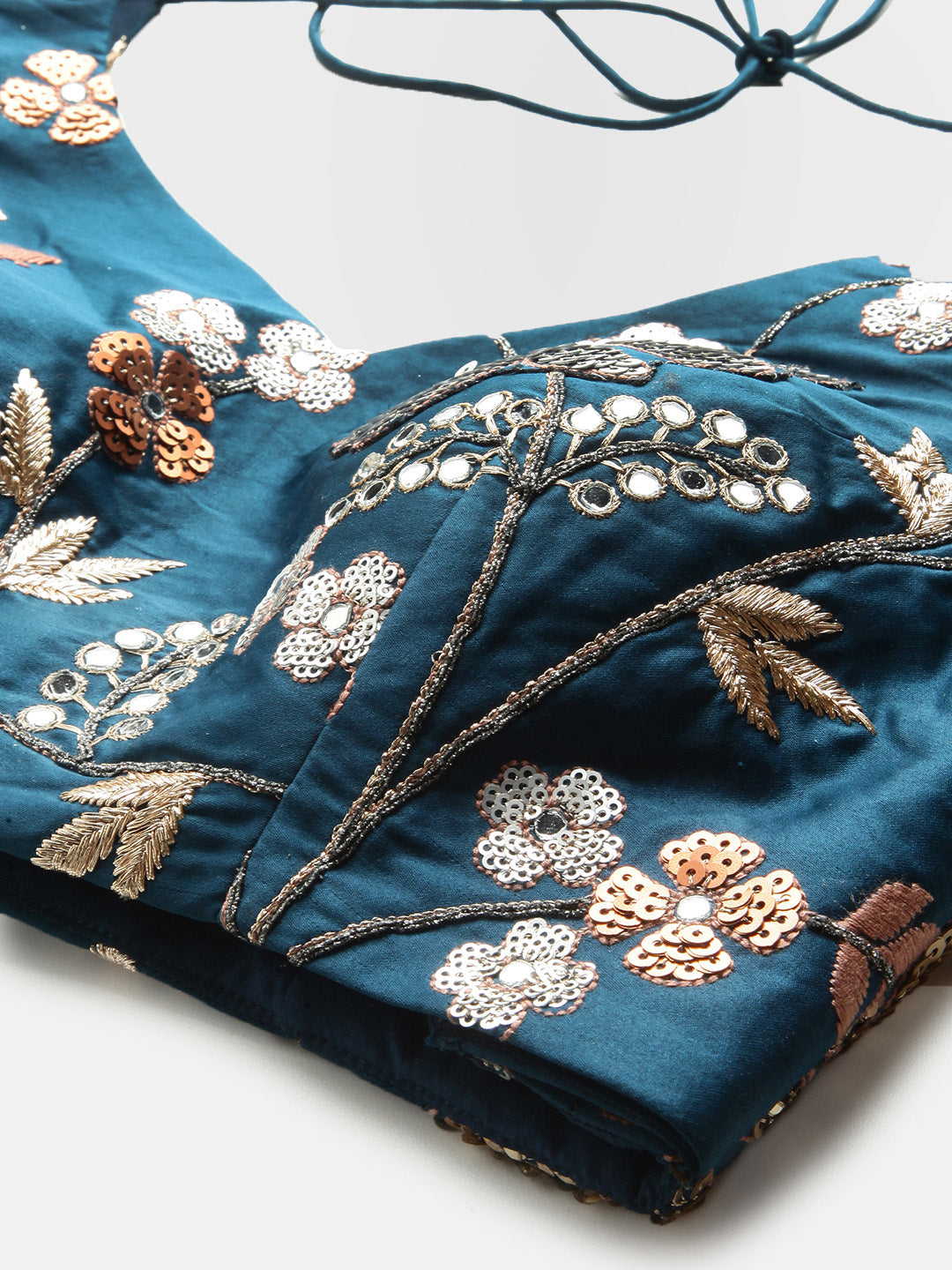 Women's Tealâ - Satin Silk Embroidered Fully Stitched Lehenga - Royal Dwells