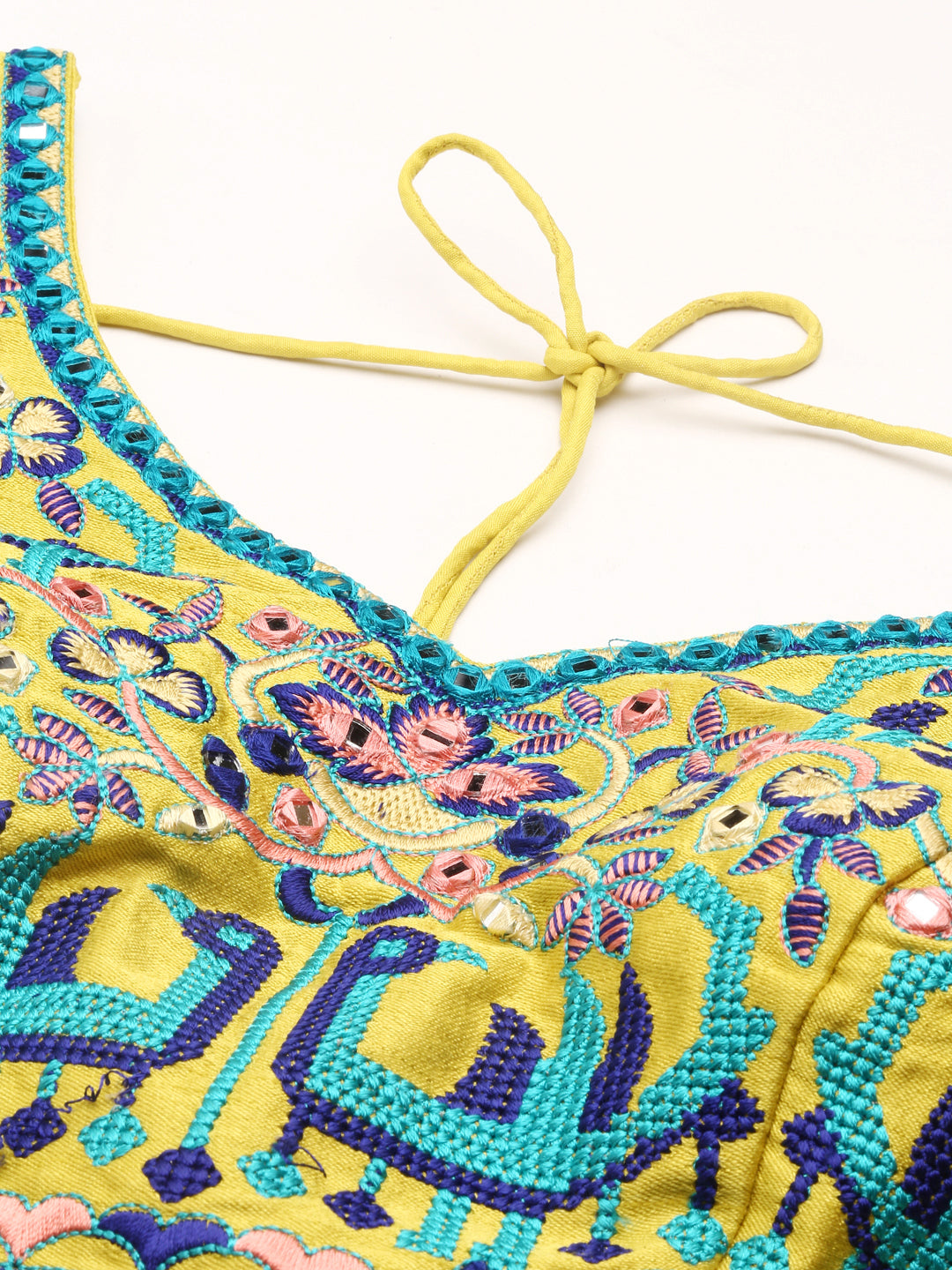 Women's Yellow Toned Hand Made Pure Art Silk Readymade Blouse - Royal Dwells