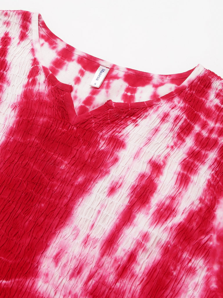 Women's Pink Bobbin Tie-Dye Rayon Dress