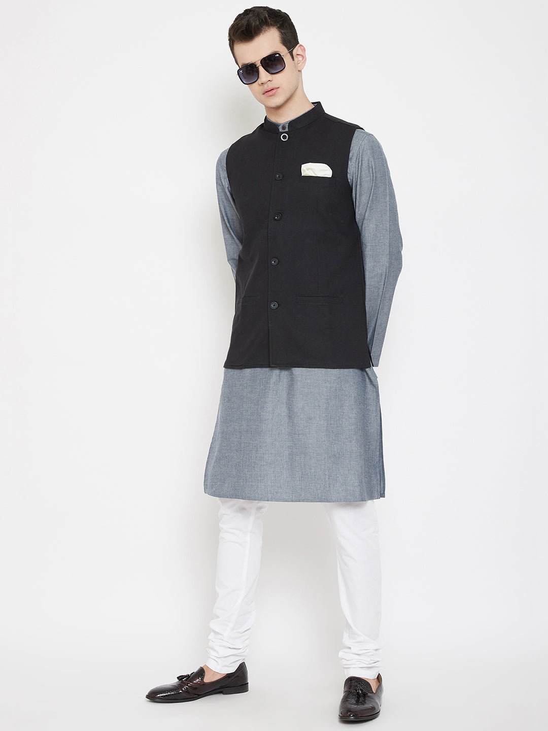 Men's Solid Black Nehru Jacket