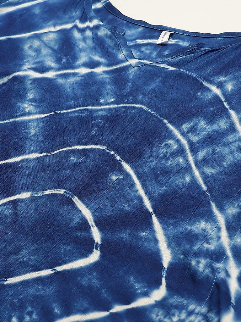 Women's Blue Crepe Kaftan Kurta