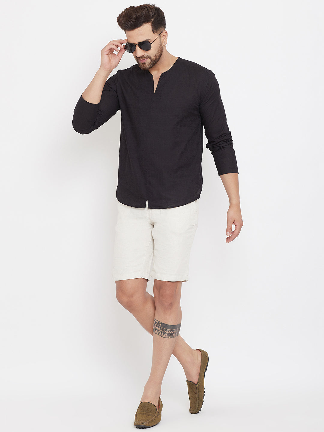 Men's Black Summer Casual Shirt Kurta