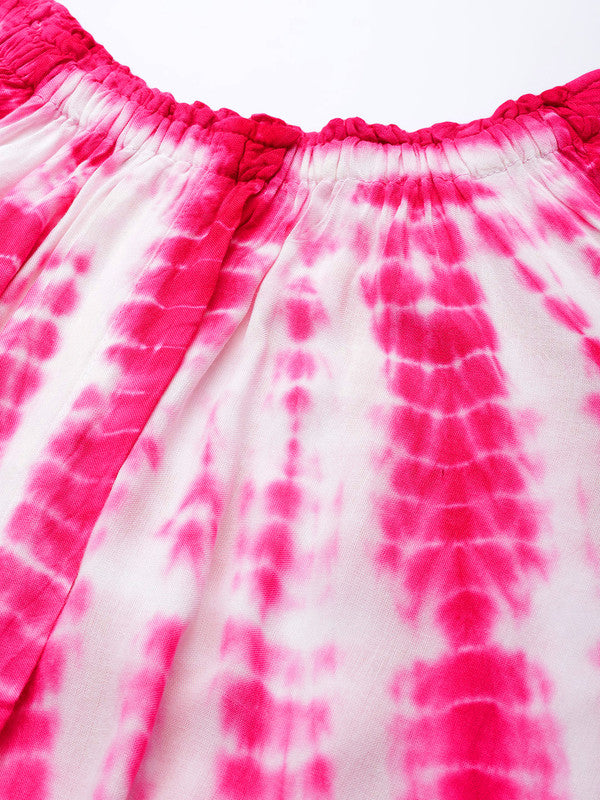 Women's Pink White Tie Dyed Co-Ords - Maaesa