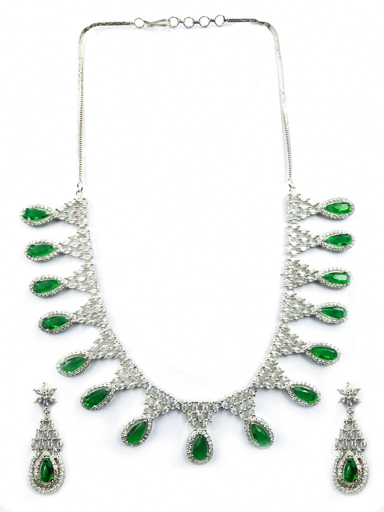 Women's Fashionable Cubic Zirconia Multi Tear Drop Necklace Set for Parties