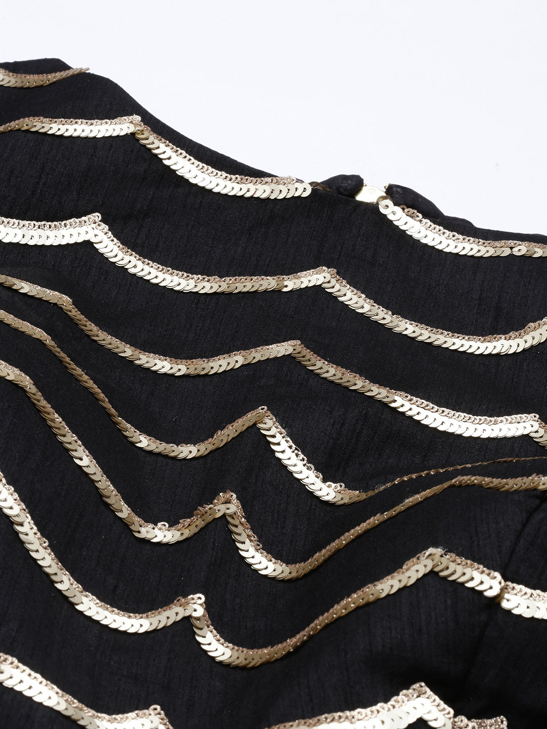 Women's Black Sequin Work Pure Silk Blouse - Royal Dwells