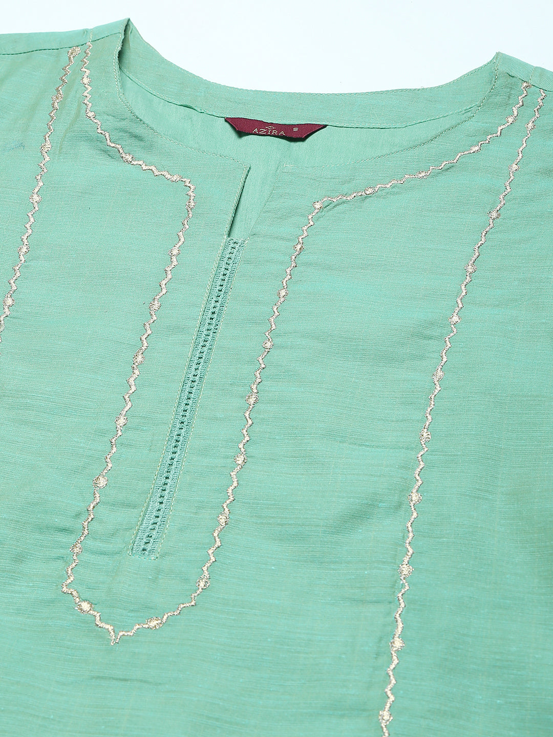 Women's Green Embroidered Solid Side Slit Straight Kurta Palazzo And Dupatta Set - Azira