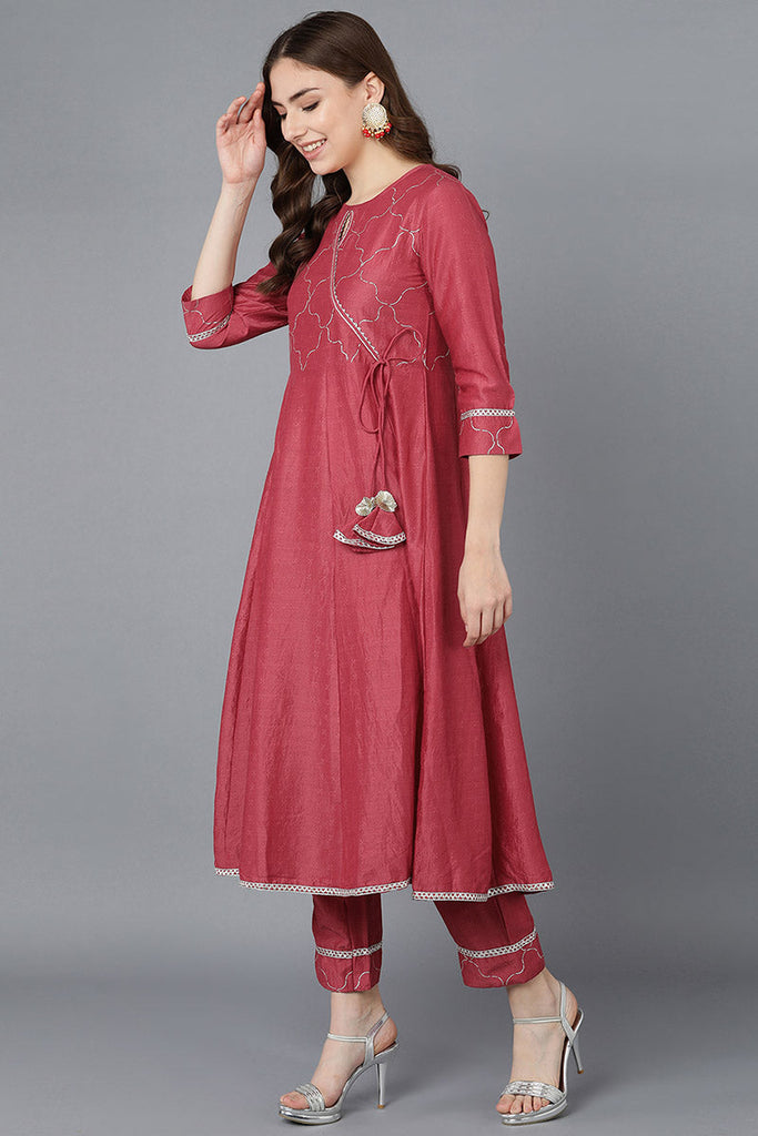 Women's Poly Silk Embroidered Kurta Pants With With Dupatta
