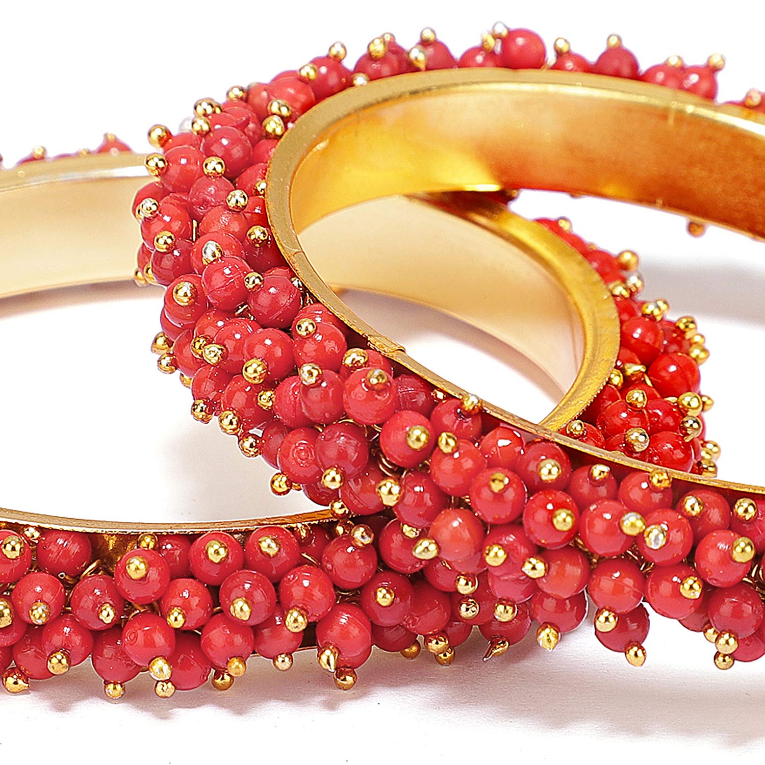 Women's Gold-Plated Beads Work Bangles - Kamal Johar