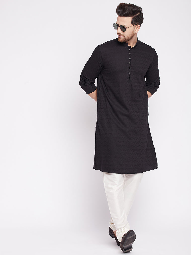 Men's Long Kurta with Band Colla