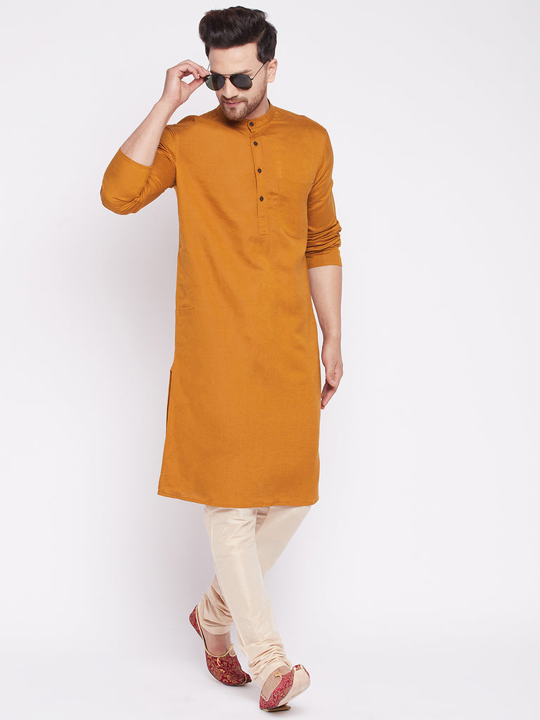 Men's Long Kurta with Band Colla
