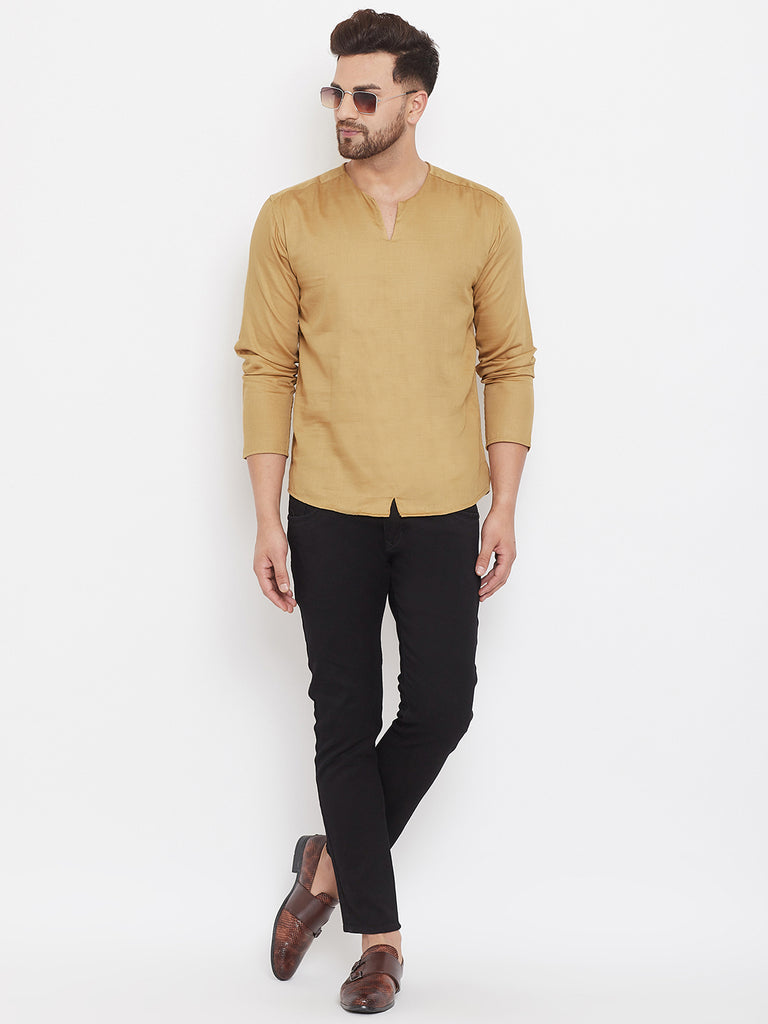 Men's Mustard Summer Casual Shirt Kurta
