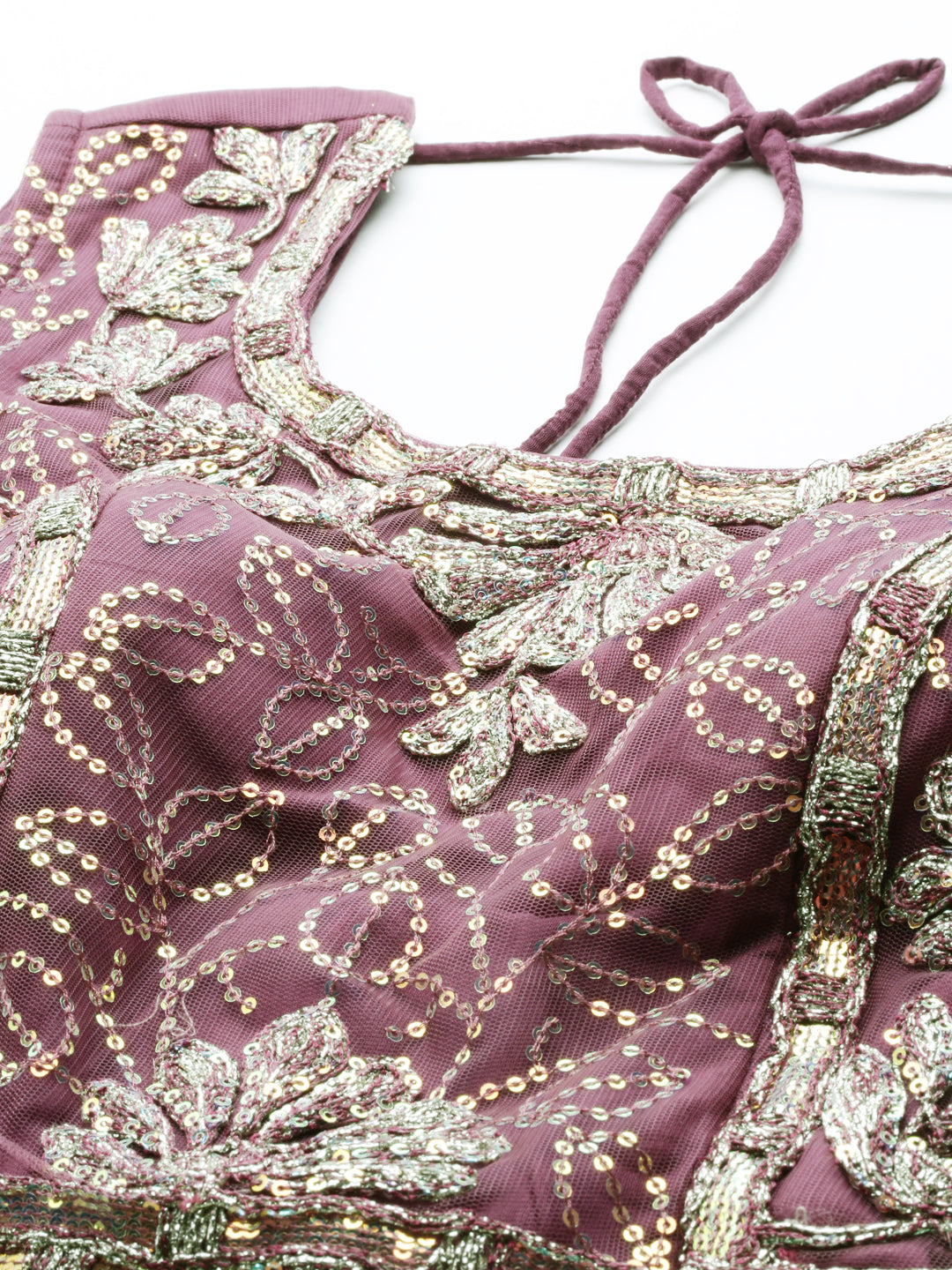 Women's Rose Gold Net Sequinse Work Fully Stitched Lehenga & Stitched Blouse, Dupatta - Royal Dwells