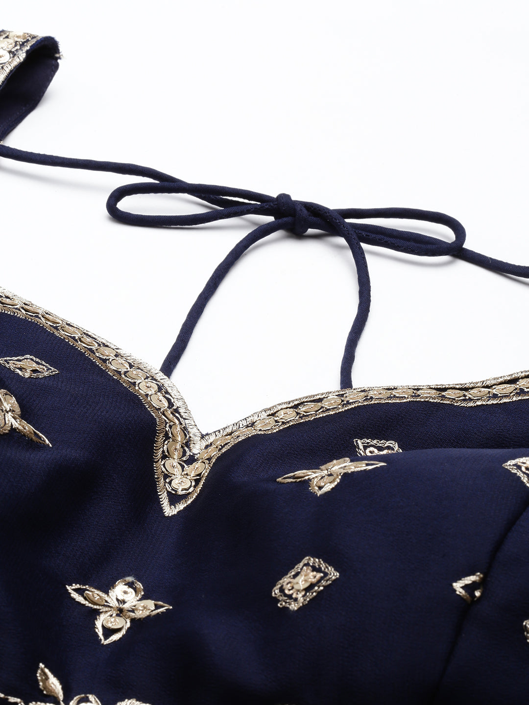 Women's Navy Blue Pure Georgette Embroidered Lehenga & Blouse, Dupatta - Royal Dwells