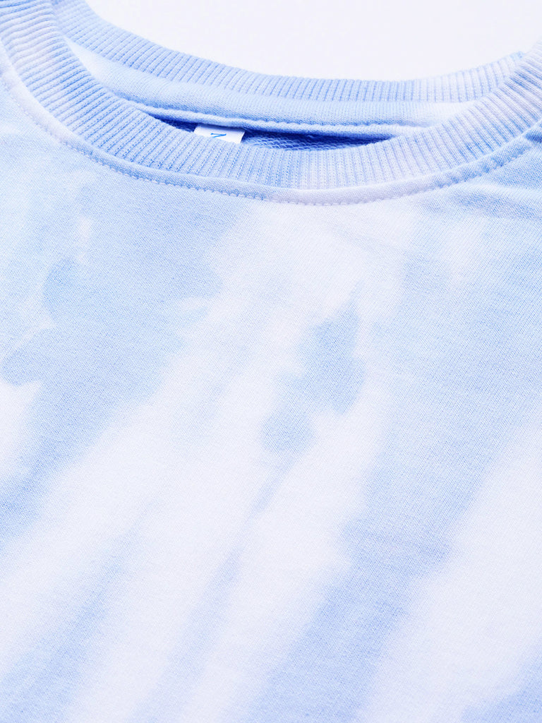 Women's Blue And Grey Tie Dye Sweatshirt With joggers