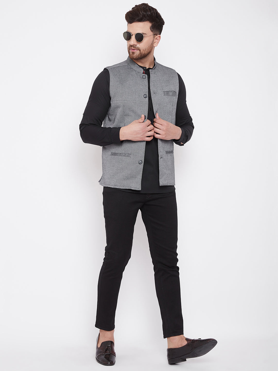 Men's Grey Nehru Jacket