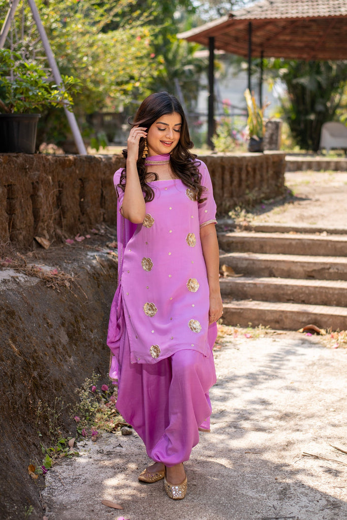 Women's Light Purple Patialla Set