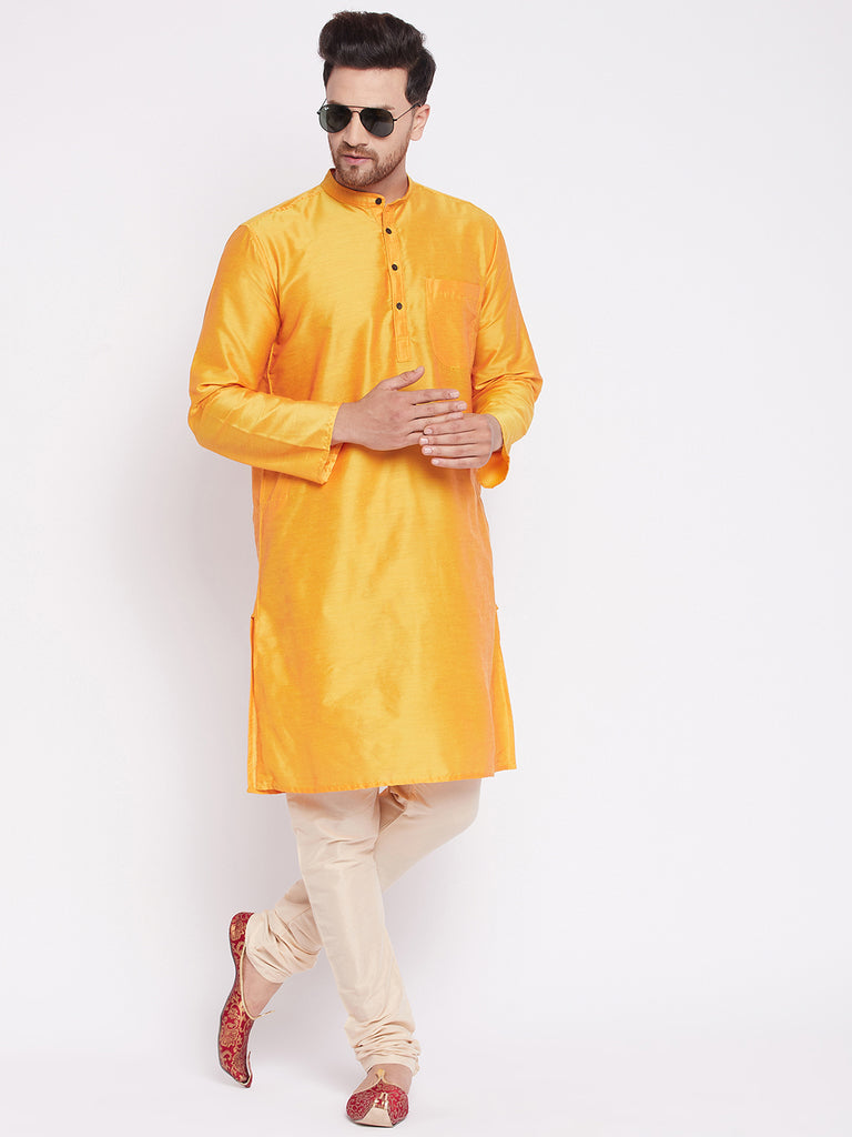 Men's Long Kurta with Band Colla