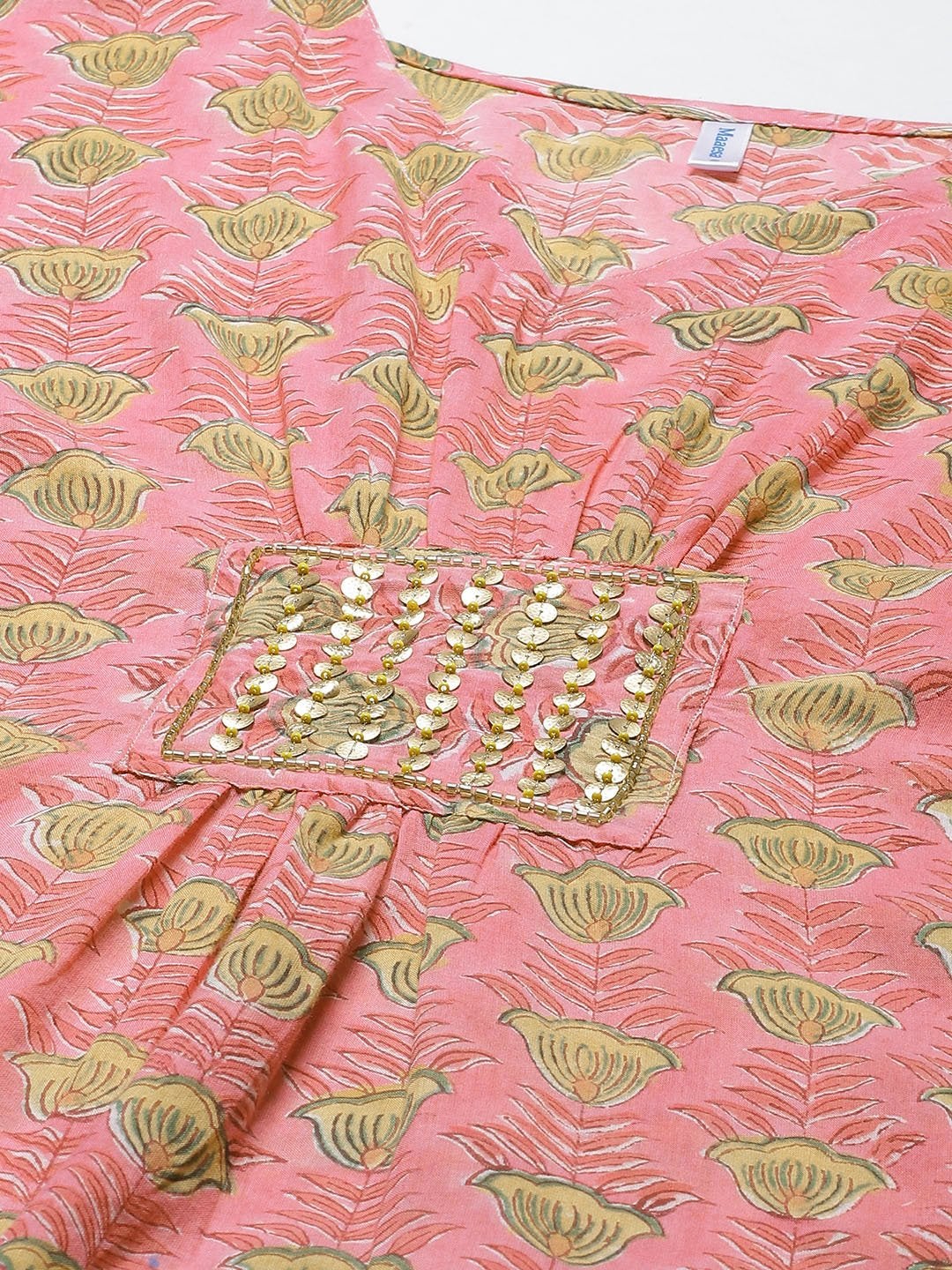 Women's Pink Printed Kaftan Dress (1pc) - Maaesa