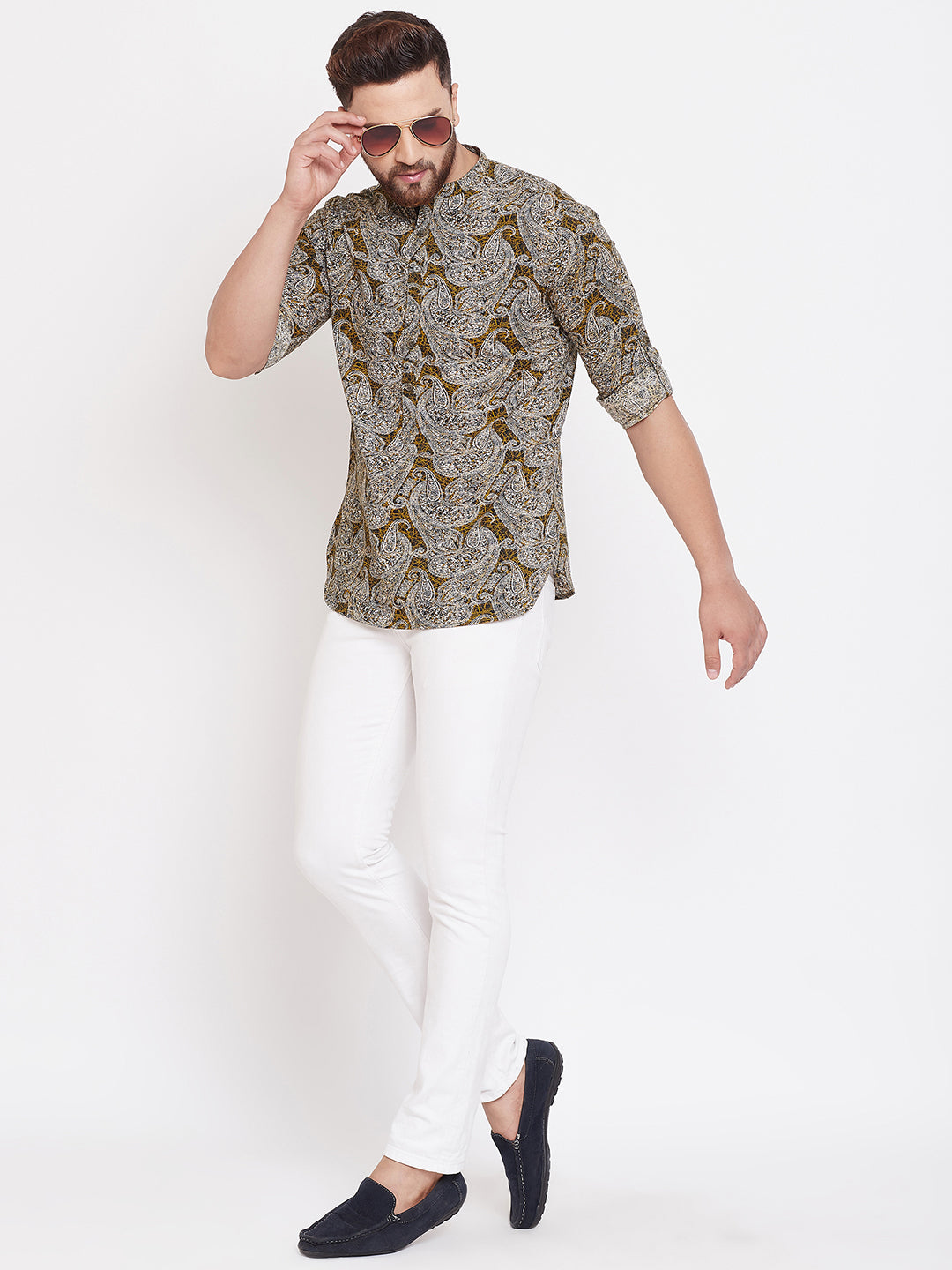 Men's Multi Hued Printed Shirt Kurta