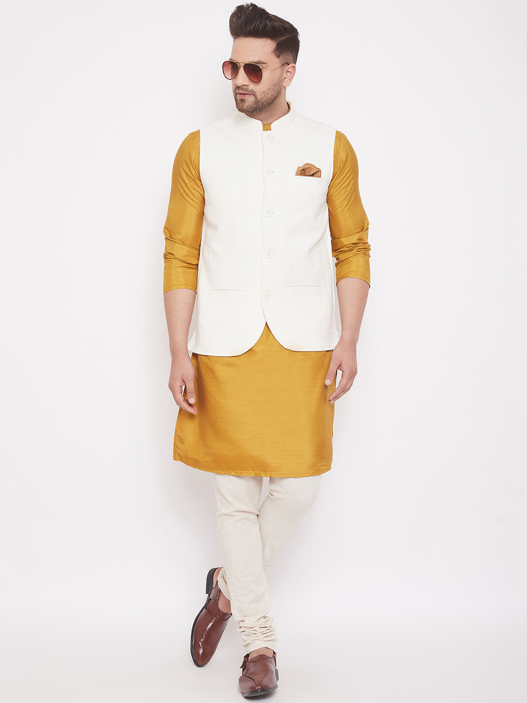 Men's White Cotton Linen Nehru Jacket - Even Apparels