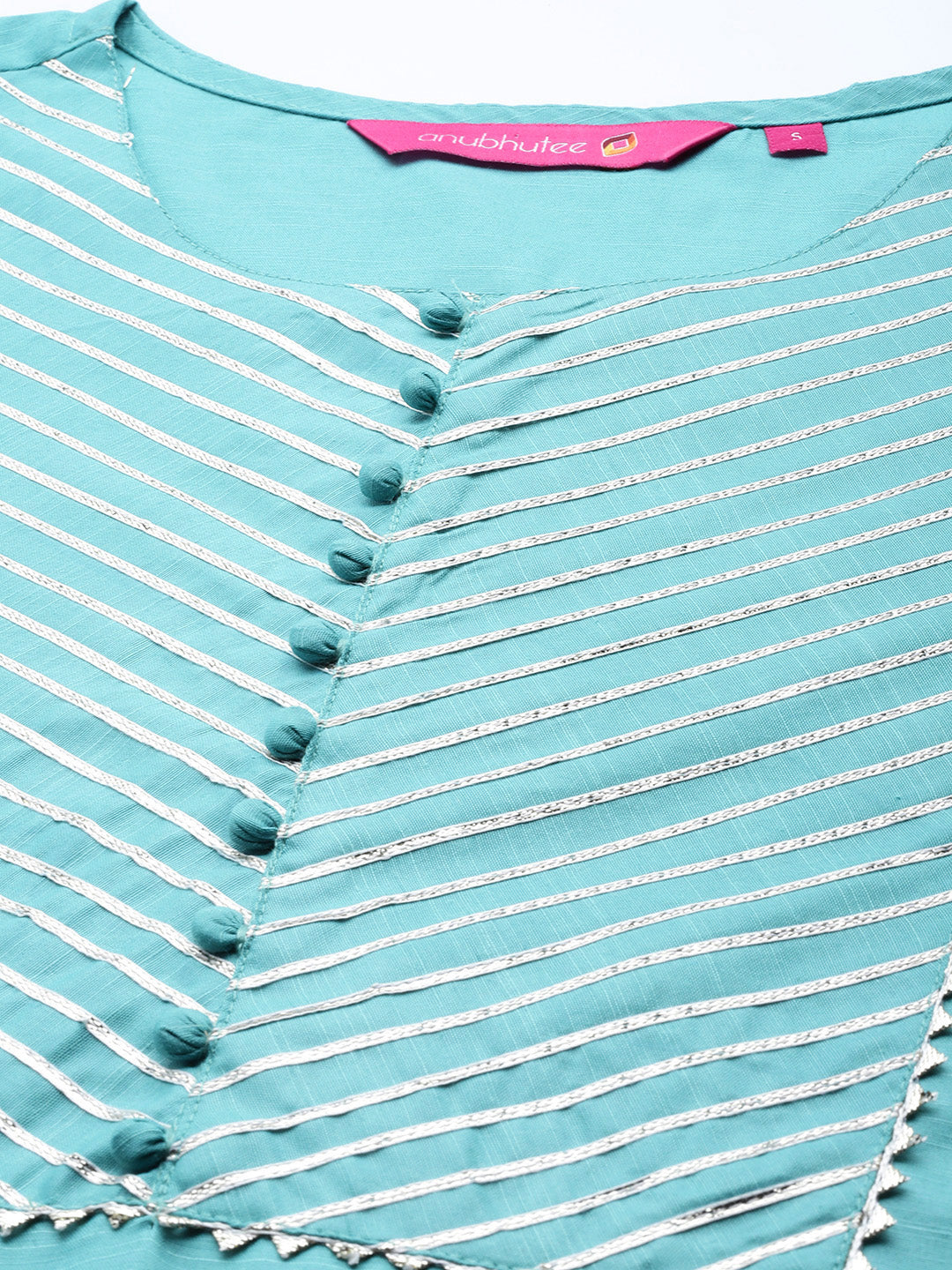 Women's Sky Blue Gotta Patti Kurta Set with Trousers