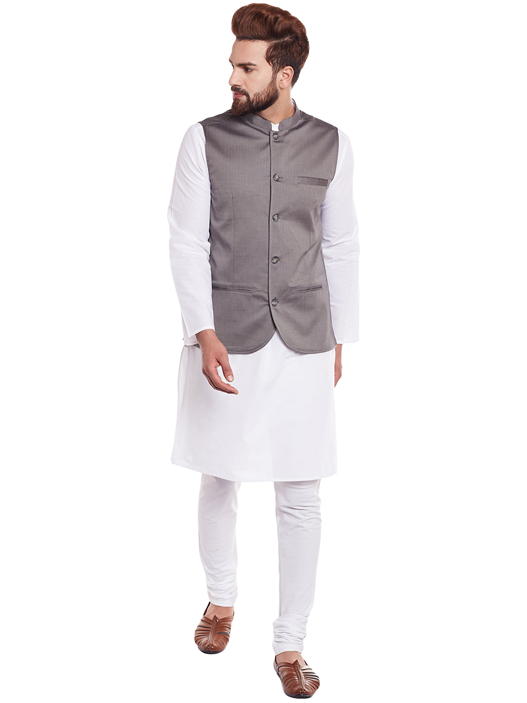 Men's Grey Nehru Jacket - Even Apparels