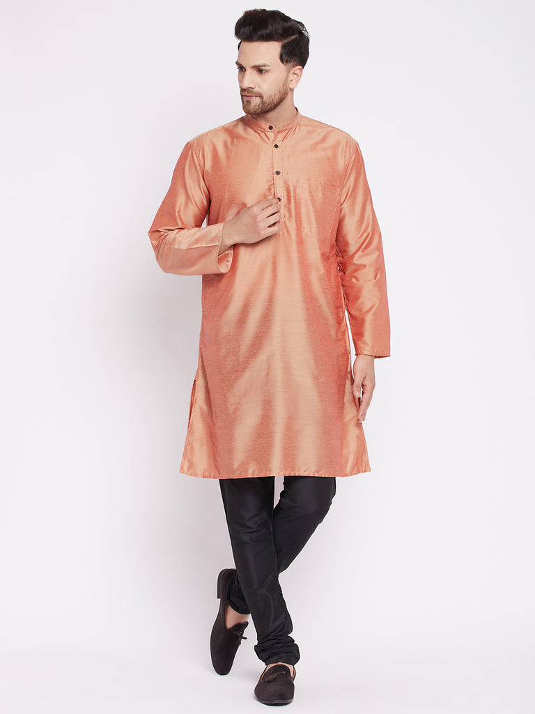 Men's Long Kurta with Band Colla