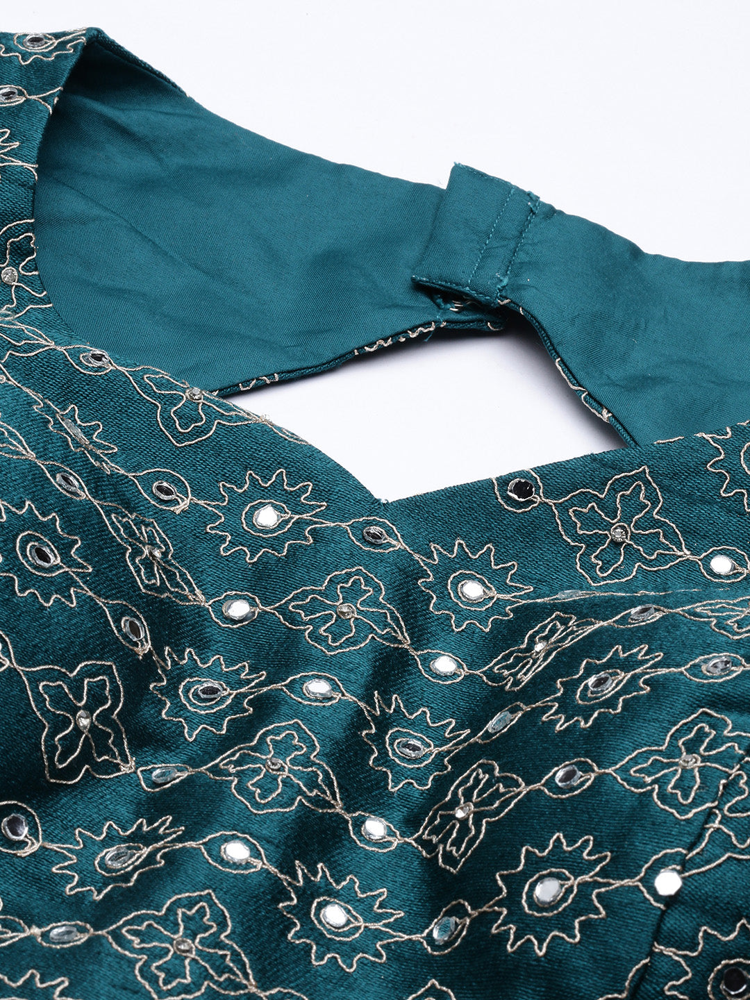 Women's Green Mirror Work Pure Silk Blouse - Royal Dwells