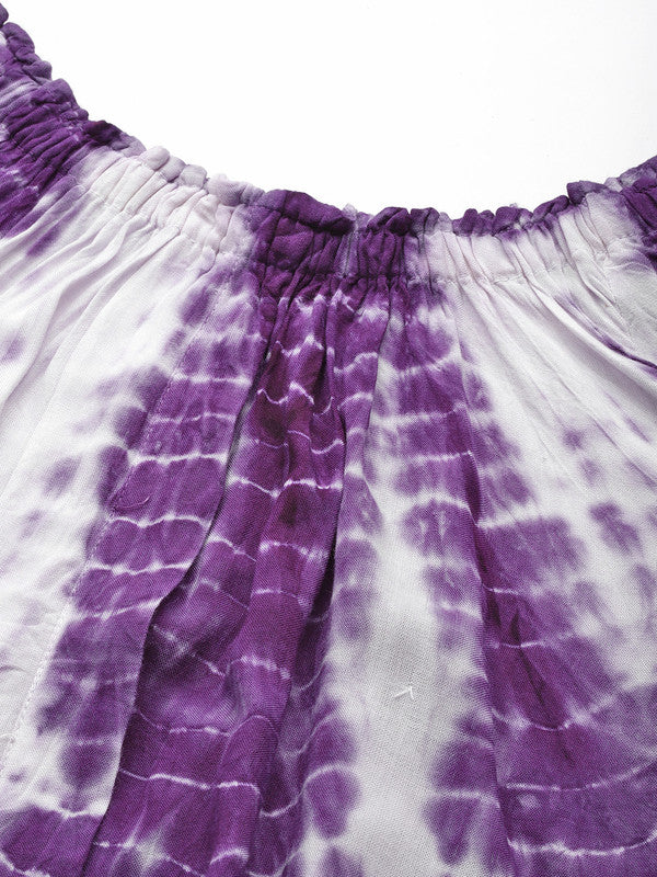 Women's Purple White Tie Dyed Co-Ords - Maaesa