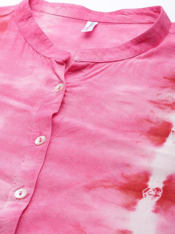 Women's Pink White Tie Dyed Co-Ords - Maaesa