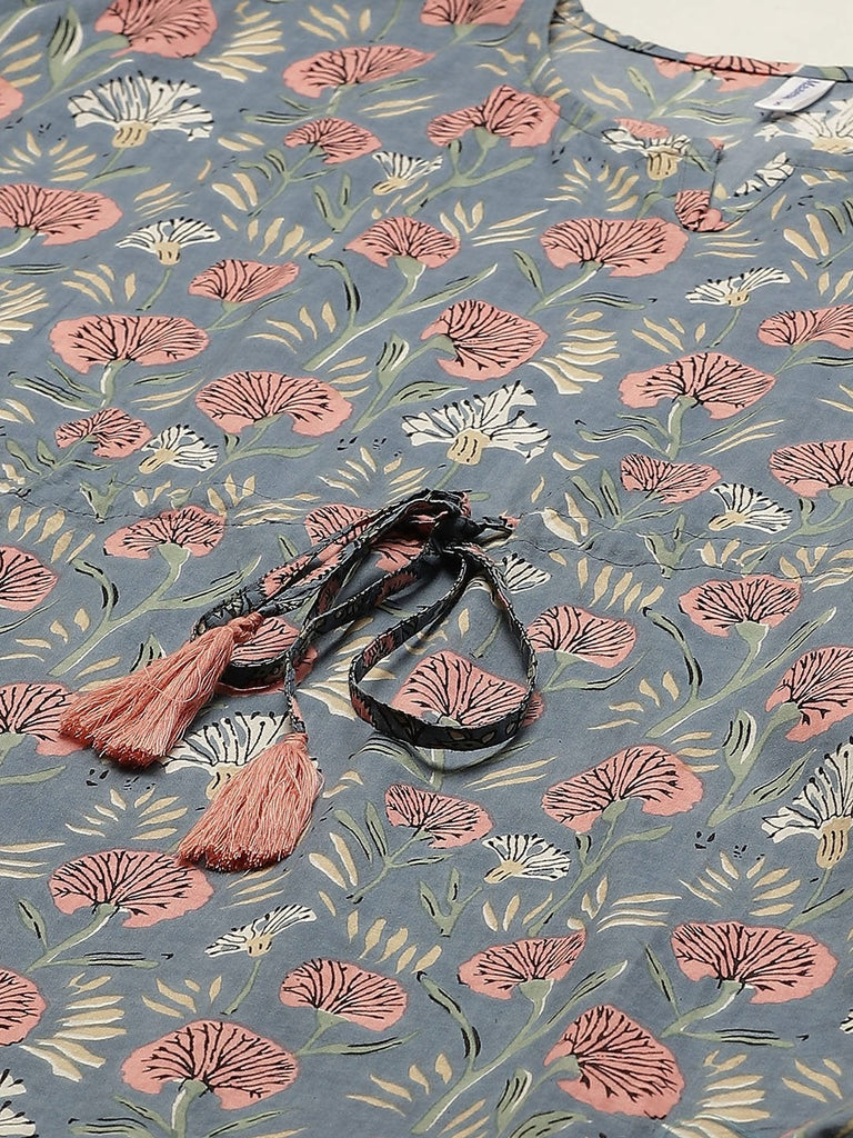 Women's Cotton Blue Kaftan Kurta