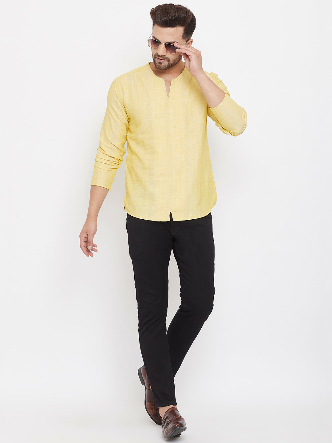 Men's Yellow Summer Casual Shirt Kurta