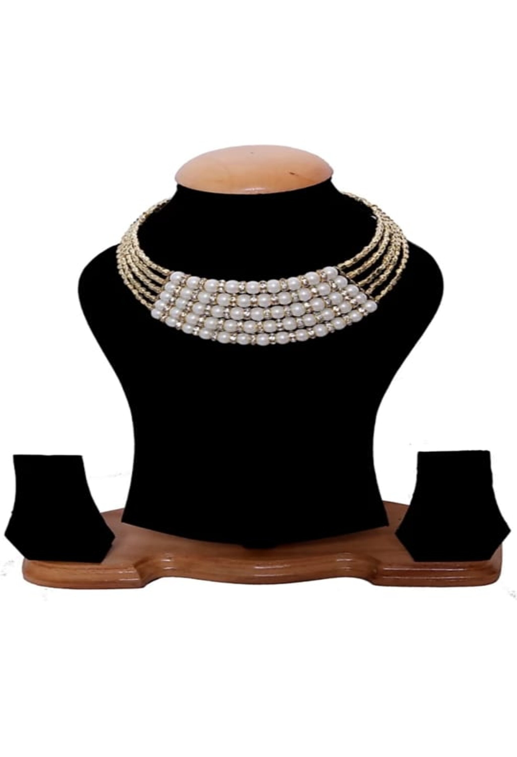 Women's Oxidised Pearls Work Hasli Design Choker - Kamal Johar