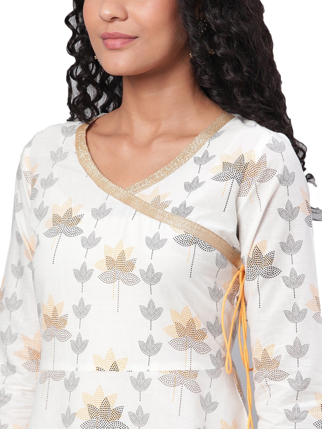 Women's Multi Printed 3/4 Sleeve Cotton V Neck Dress - Myshka