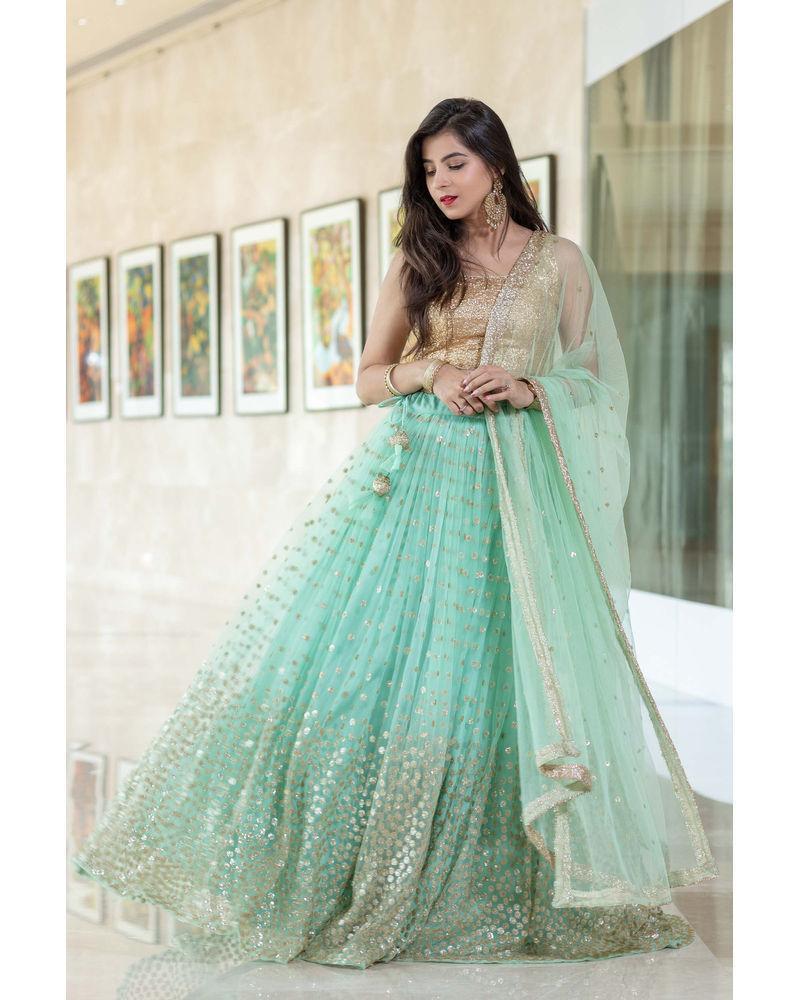 Women's Mint Green Lehenga (3pcs set)