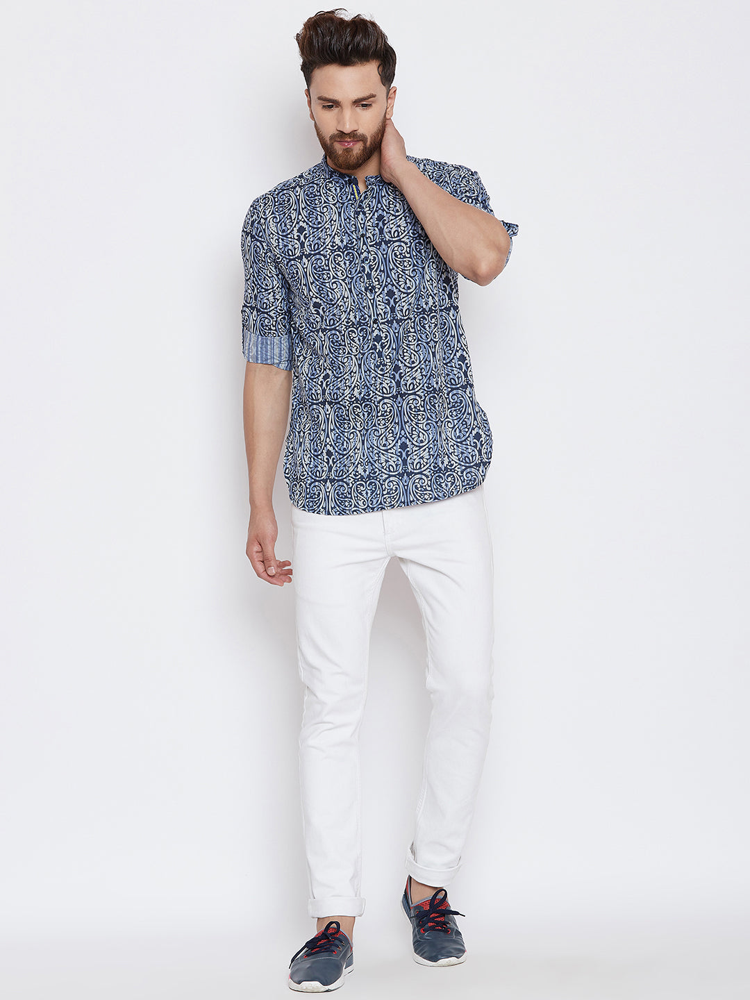 Men's Printed Pure Cotton Shirt Kurta