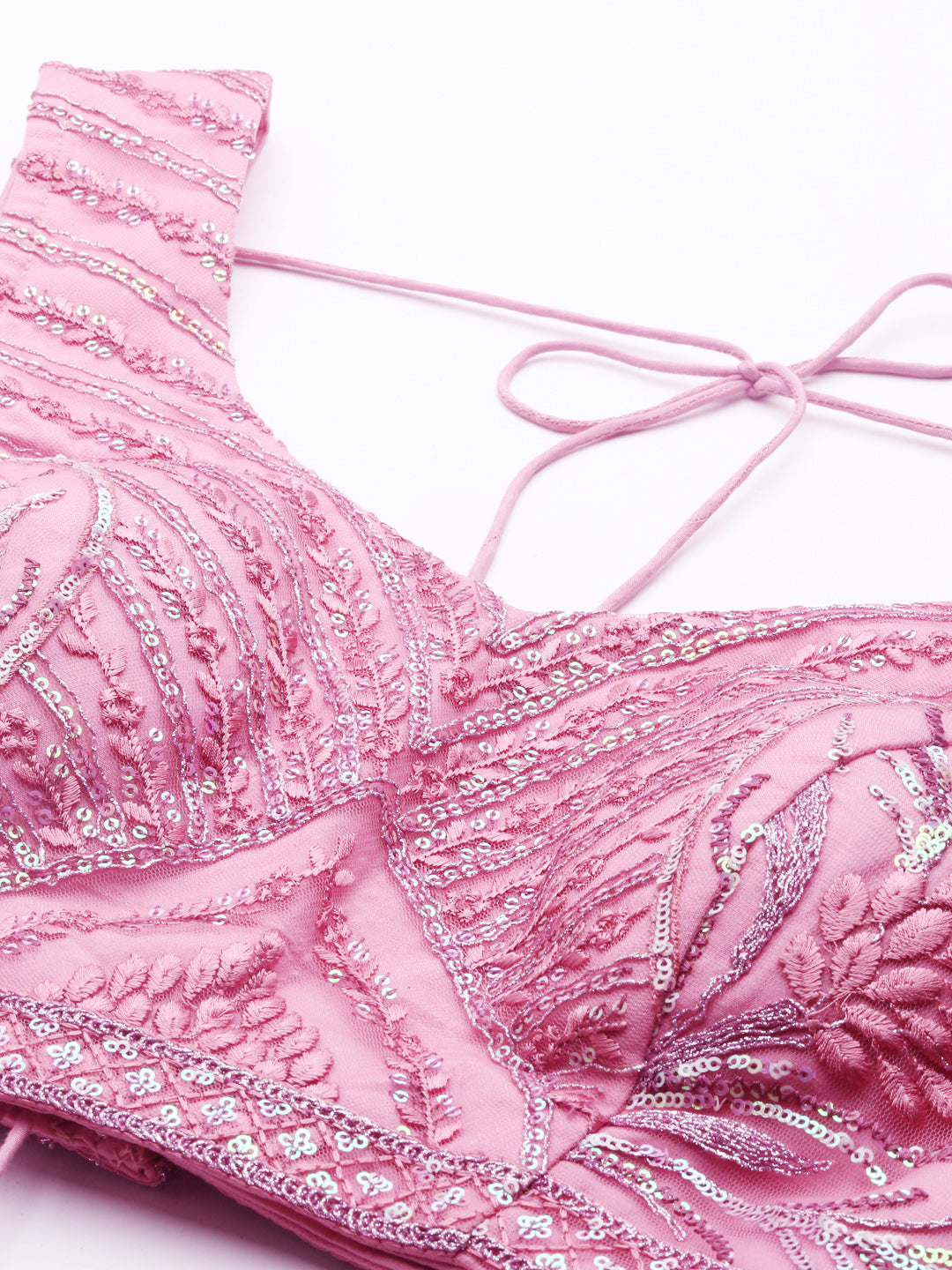 Women's Pink Net Sequince Work Lehenga & Blouse, Dupatta - Royal Dwells